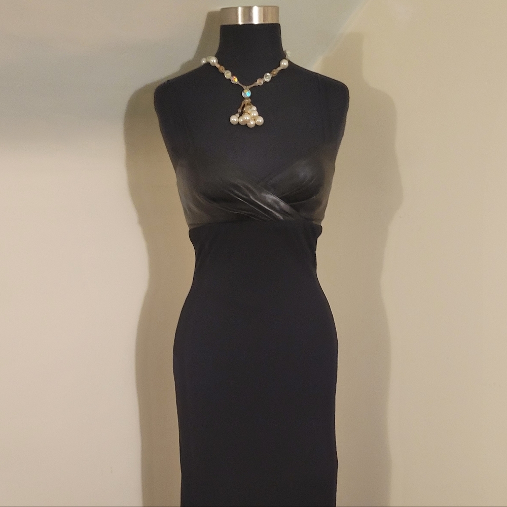 Vintage Rimini Black/ Leather Formal Gown Size 2